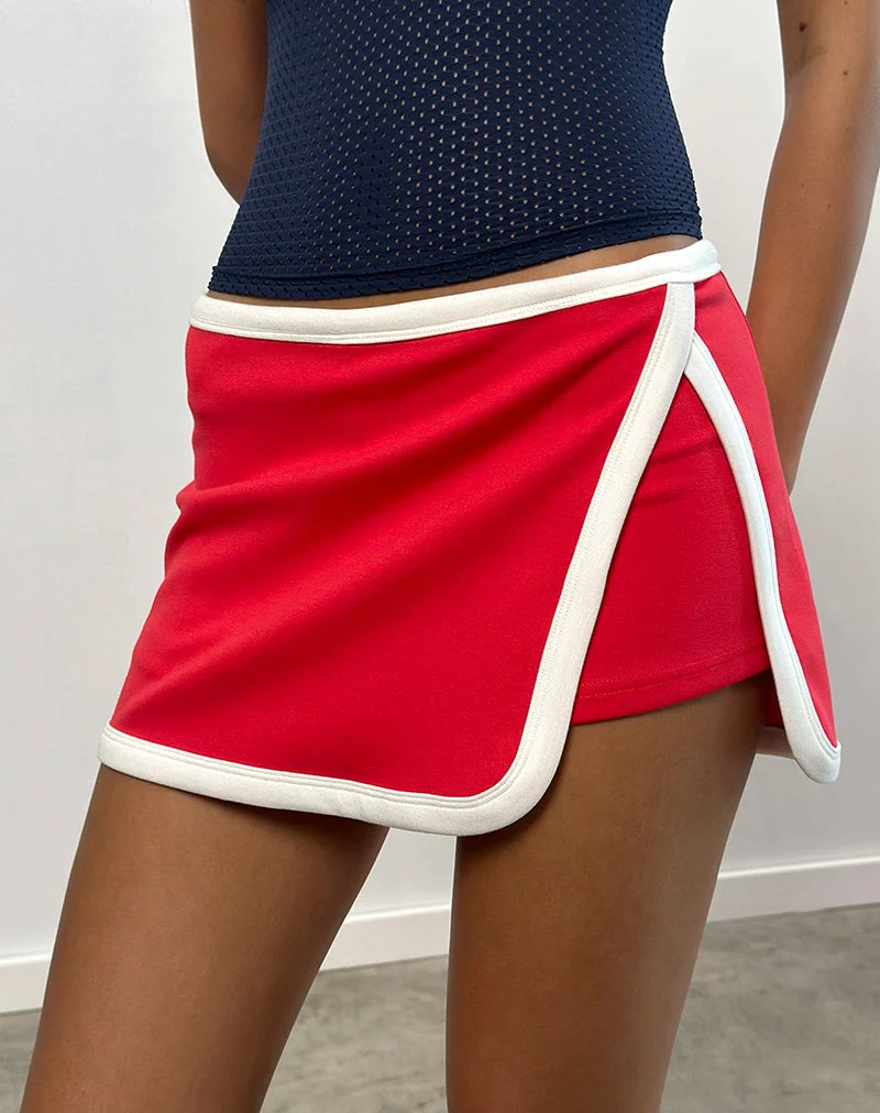 Jupe-short Andeci Sport en rouge avec fixation blanche