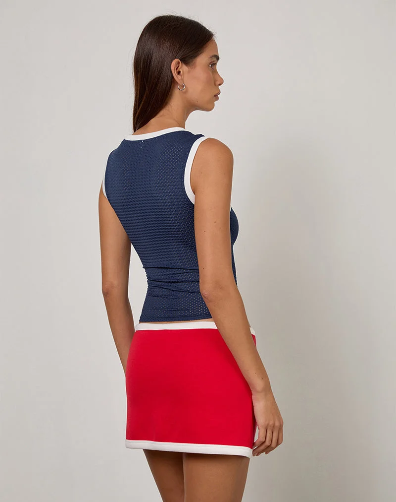 Jupe-short Andeci Sport en rouge avec fixation blanche