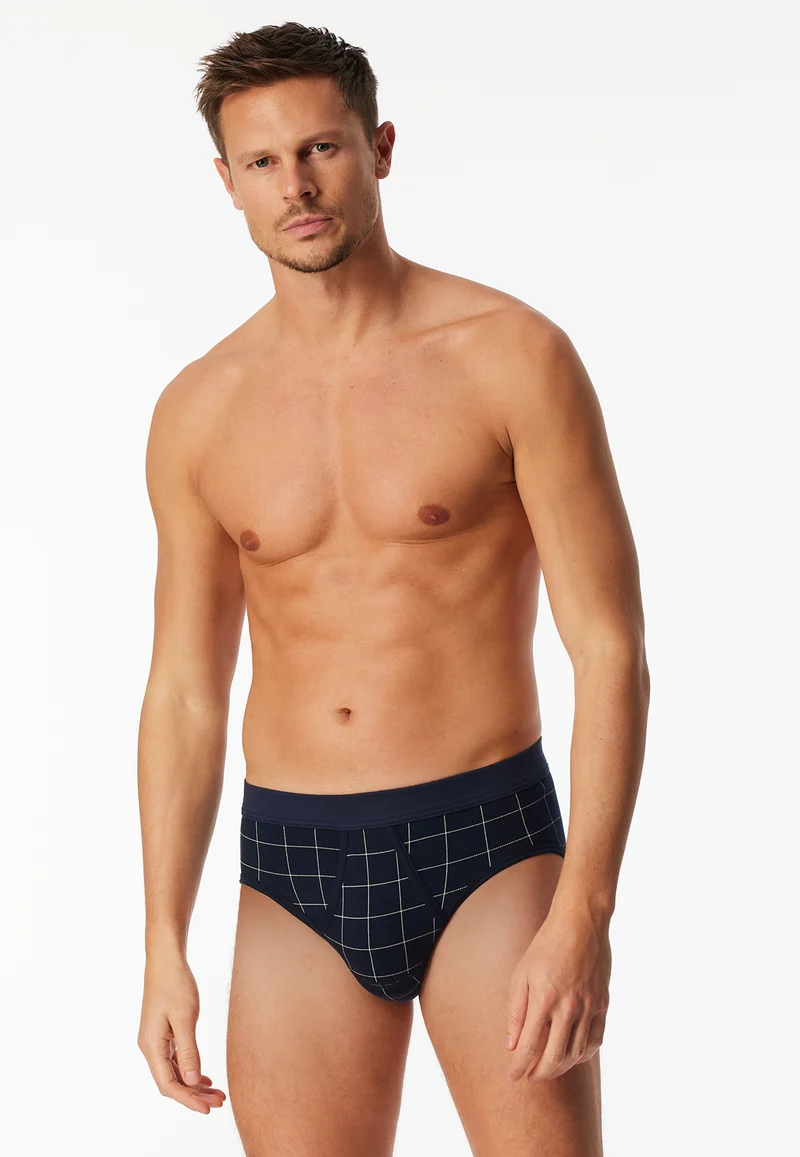 Slip mit Eingriff Dunkelblau kariert - Fine Interlock
