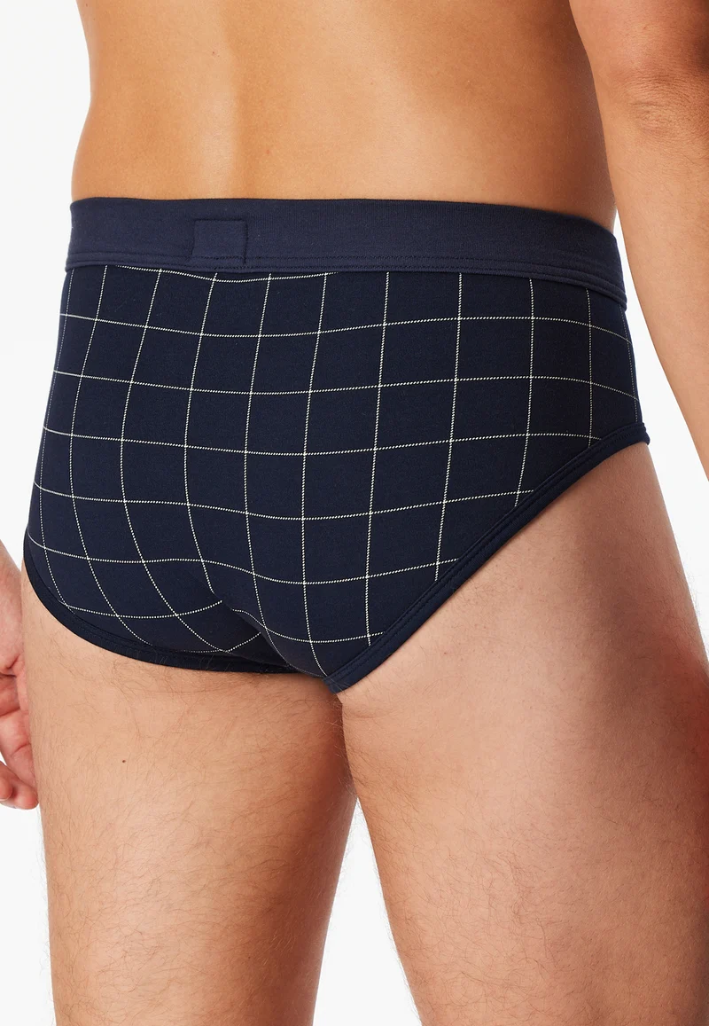 Slip mit Eingriff Dunkelblau kariert - Fine Interlock