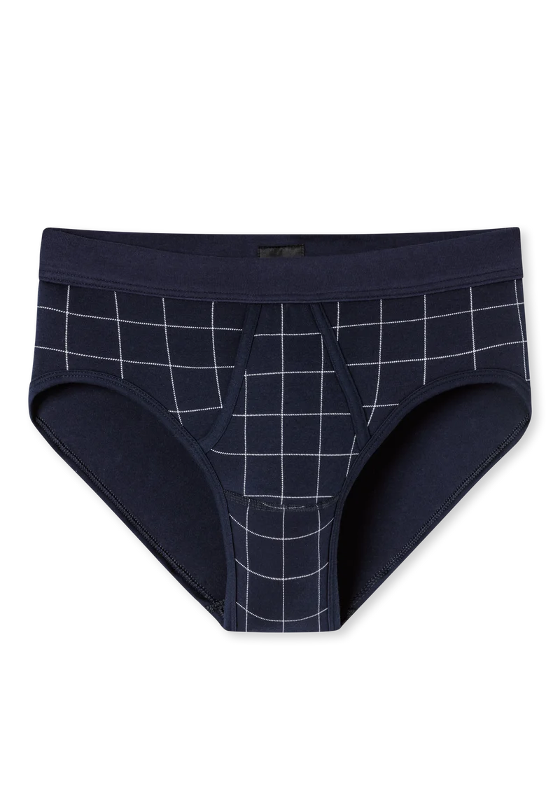 Slip mit Eingriff Dunkelblau kariert - Fine Interlock