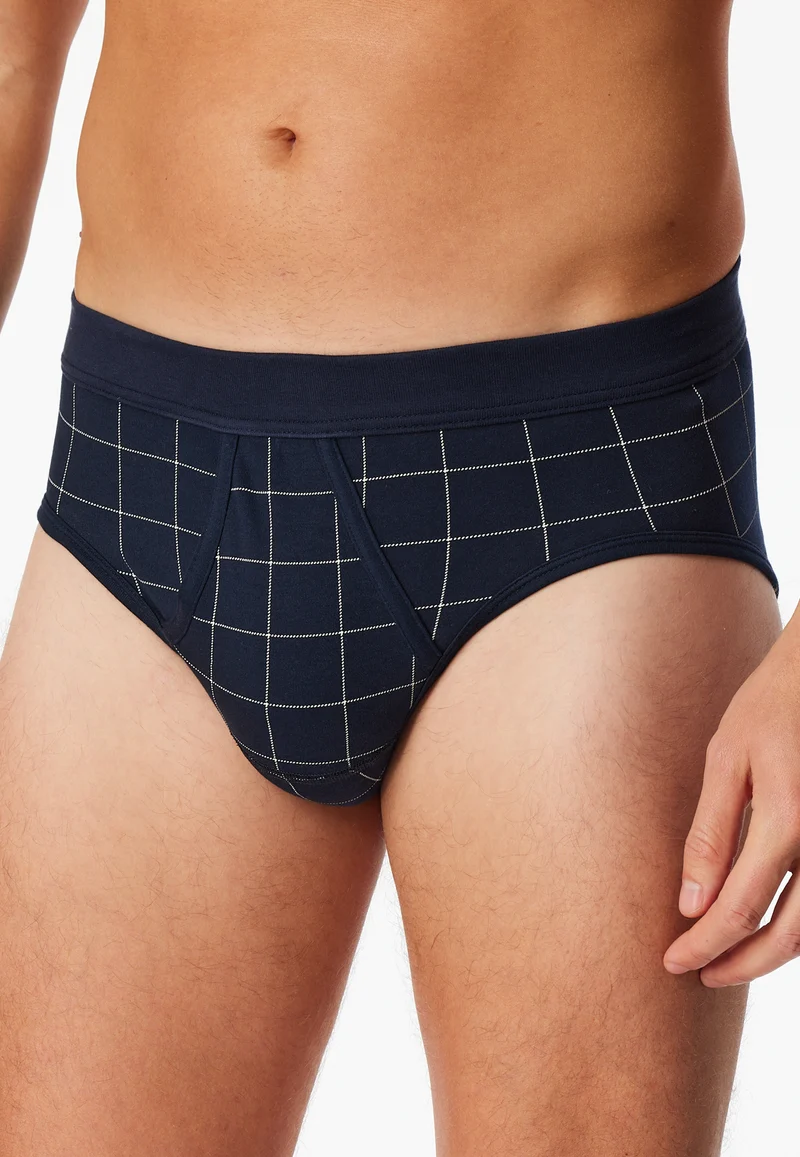 Slip mit Eingriff Dunkelblau kariert - Fine Interlock