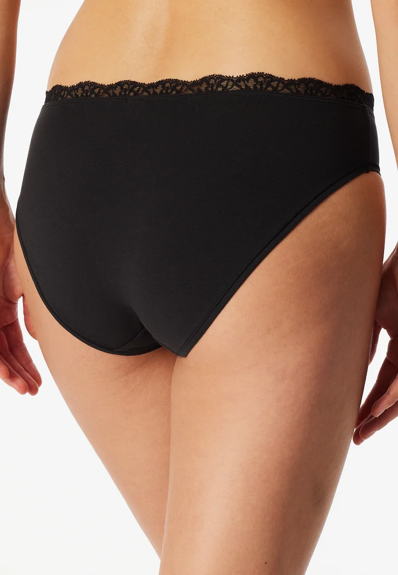 Slip mit Spitze Schwarz - Unique Cotton