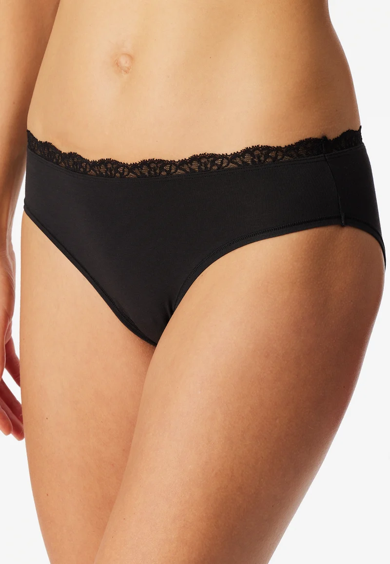 Slip mit Spitze Schwarz - Unique Cotton