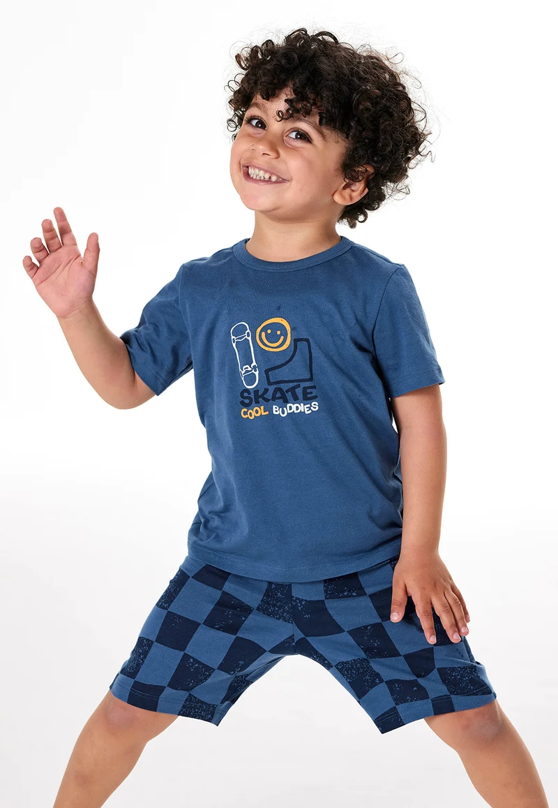 Schlafanzug kurz Blau gemustert - Kids Nightwear