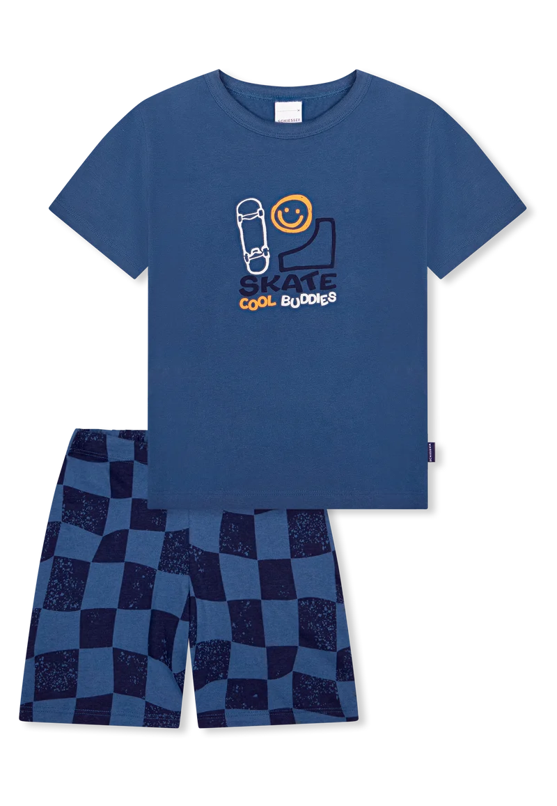 Schlafanzug kurz Blau gemustert - Kids Nightwear