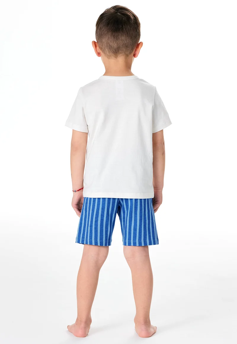 Schlafanzug kurz Blau/Weiss gemustert - Kids Nightwear
