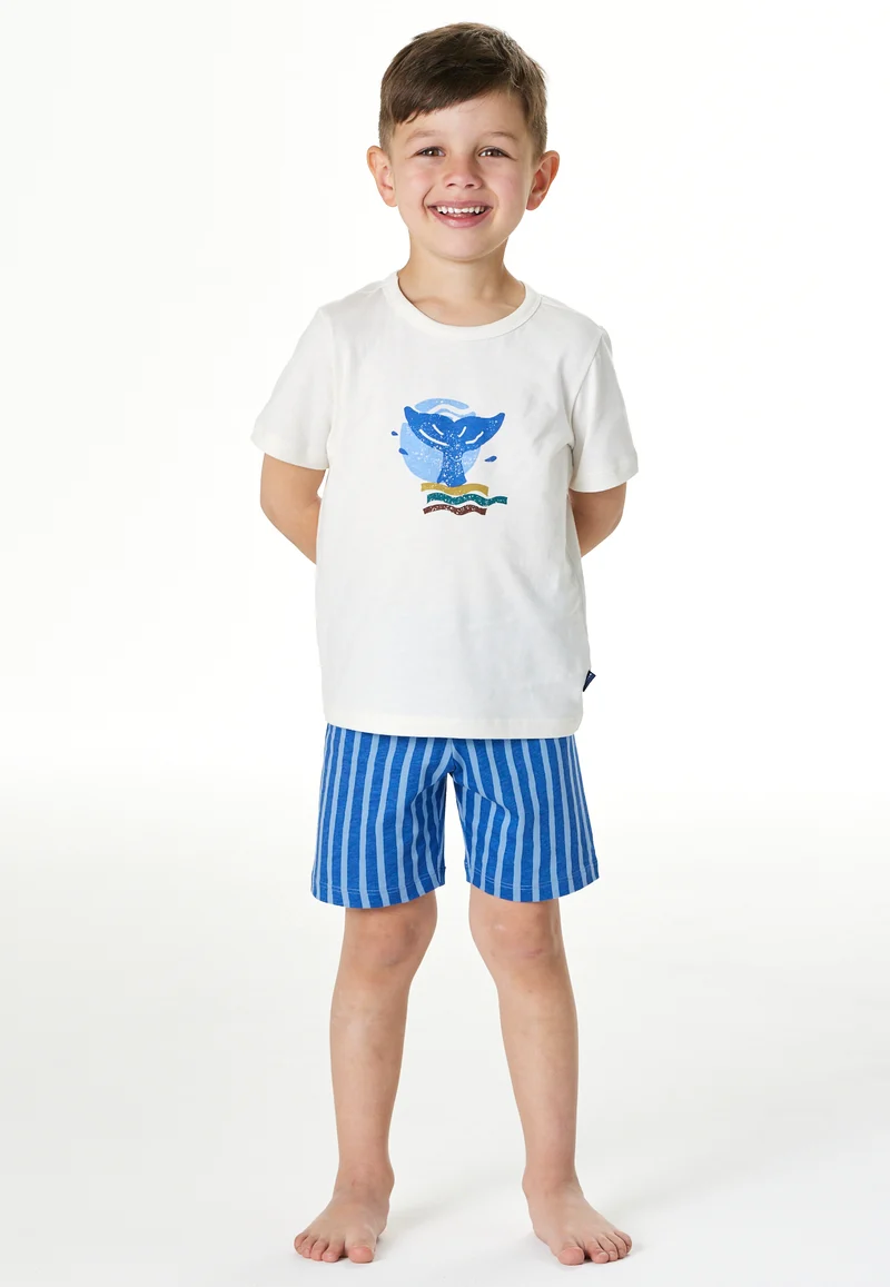 Schlafanzug kurz Blau/Weiss gemustert - Kids Nightwear