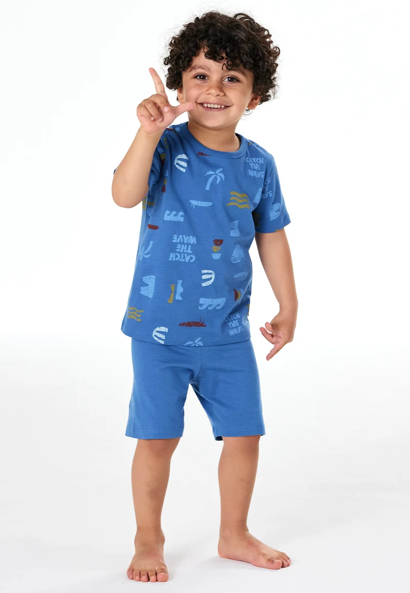 Schlafanzug kurz Blau gemustert - Kids Nightwear