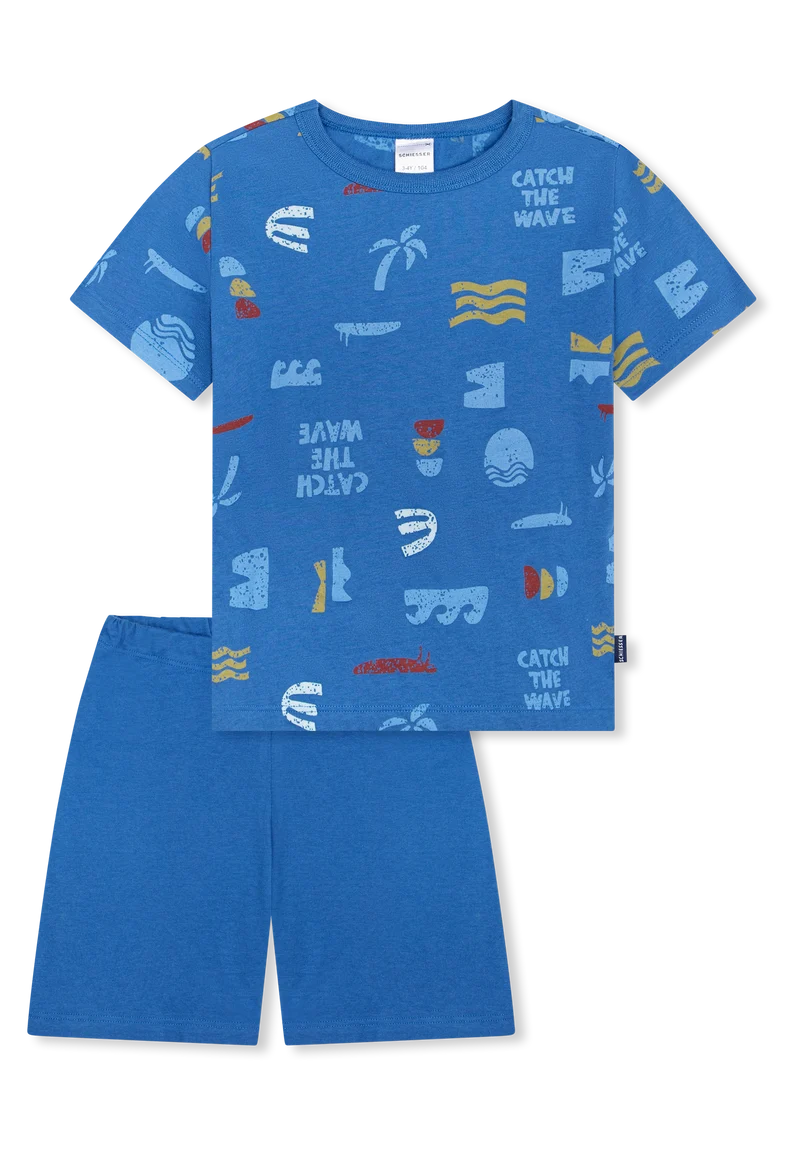 Schlafanzug kurz Blau gemustert - Kids Nightwear