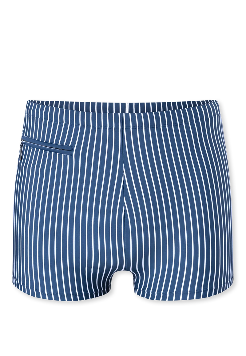 Badehose mit Reißverschlusstasche Blau/Weiss gestreift - Aqua