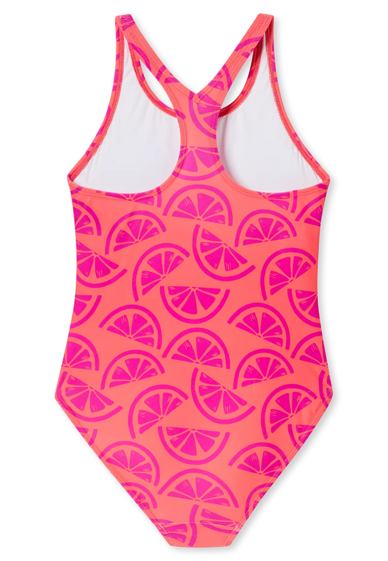 Badeanzug Orange/Pink gemustert - Aqua