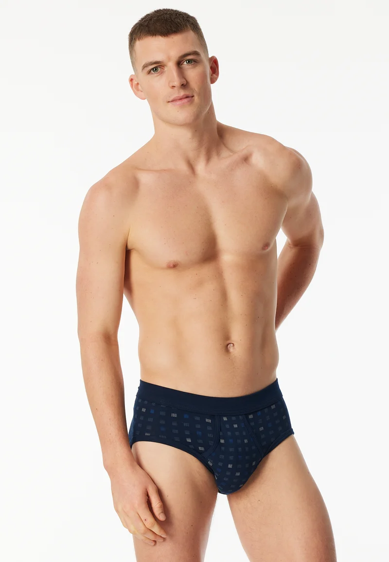 Slip Feinripp mit Eingriff 2er-Pack Dunkelblau gemustert - Essentials