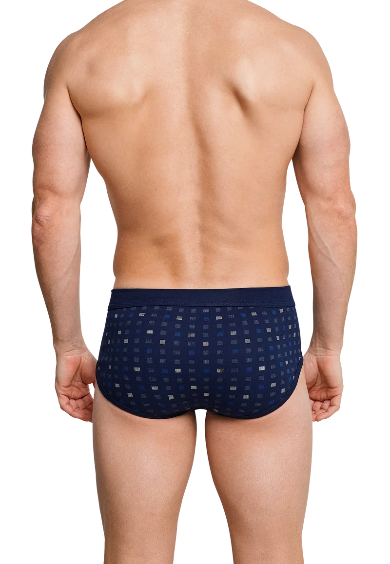 Slip Feinripp mit Eingriff 2er-Pack Dunkelblau gemustert - Essentials