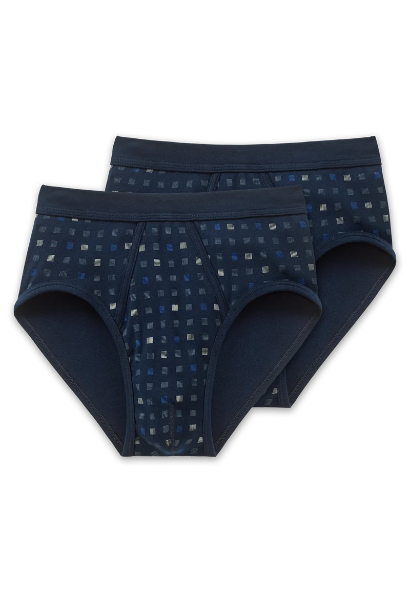 Slip Feinripp mit Eingriff 2er-Pack Dunkelblau gemustert - Essentials