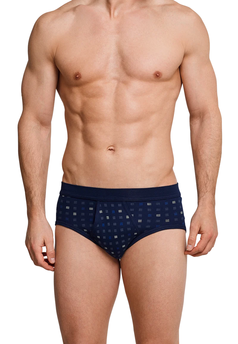Slip Feinripp mit Eingriff 2er-Pack Dunkelblau gemustert - Essentials