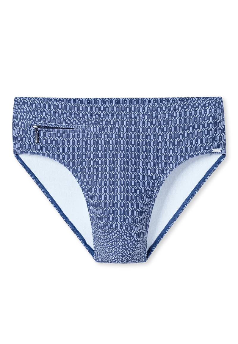 Badehose mit Reißverschluss Blau gemustert - Aqua