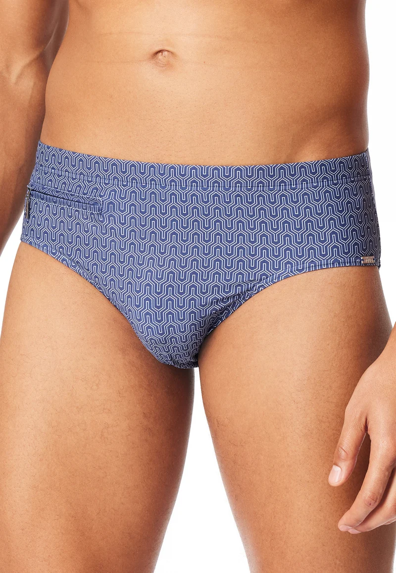 Badehose mit Reißverschluss Blau gemustert - Aqua