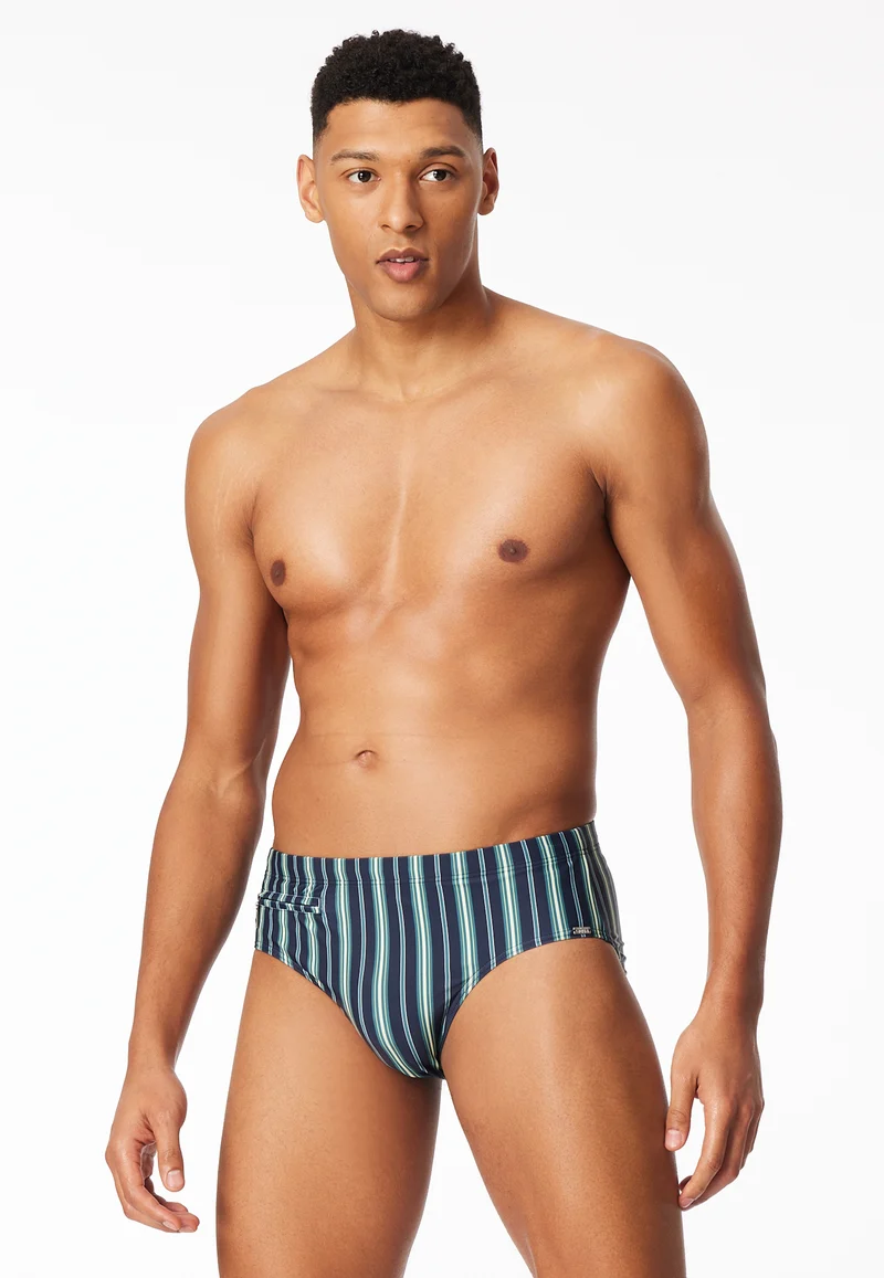 Badehose mit Reißverschluss Blau gestreift - Aqua