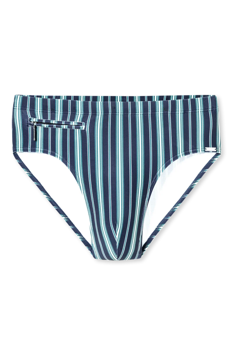 Badehose mit Reißverschluss Blau gestreift - Aqua