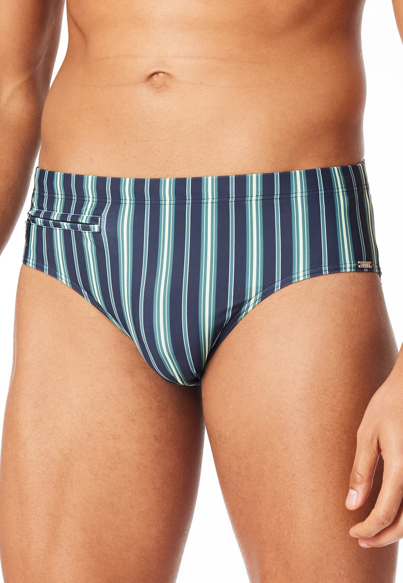 Badehose mit Reißverschluss Blau gestreift - Aqua