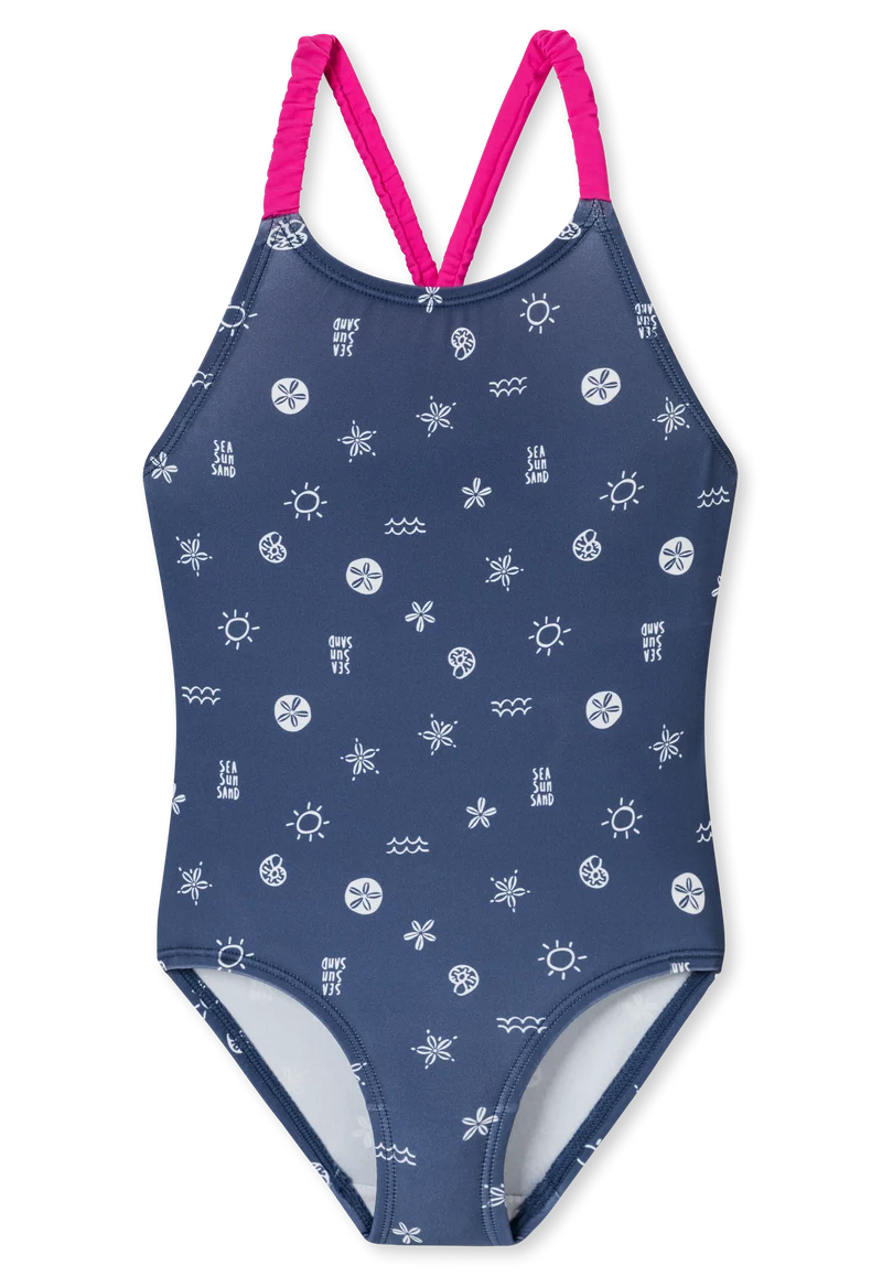Badeanzug Dunkelblau gemustert - Aqua