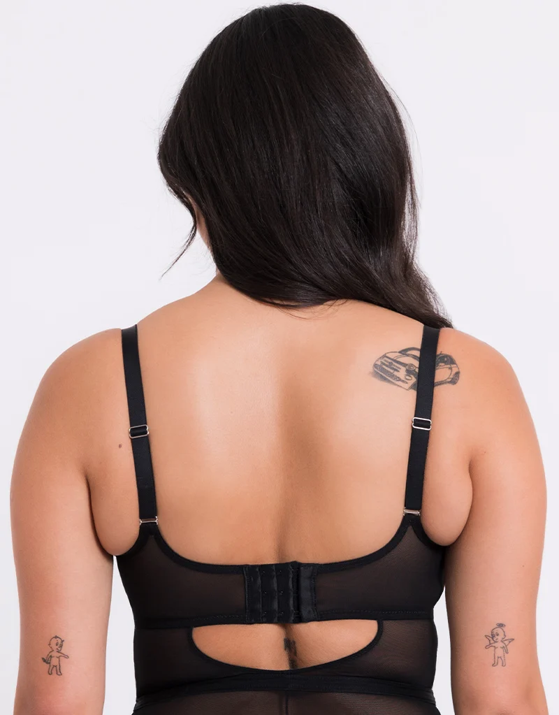 Curvy Kate Frill Me Balcony Bodysuit Black/Pink