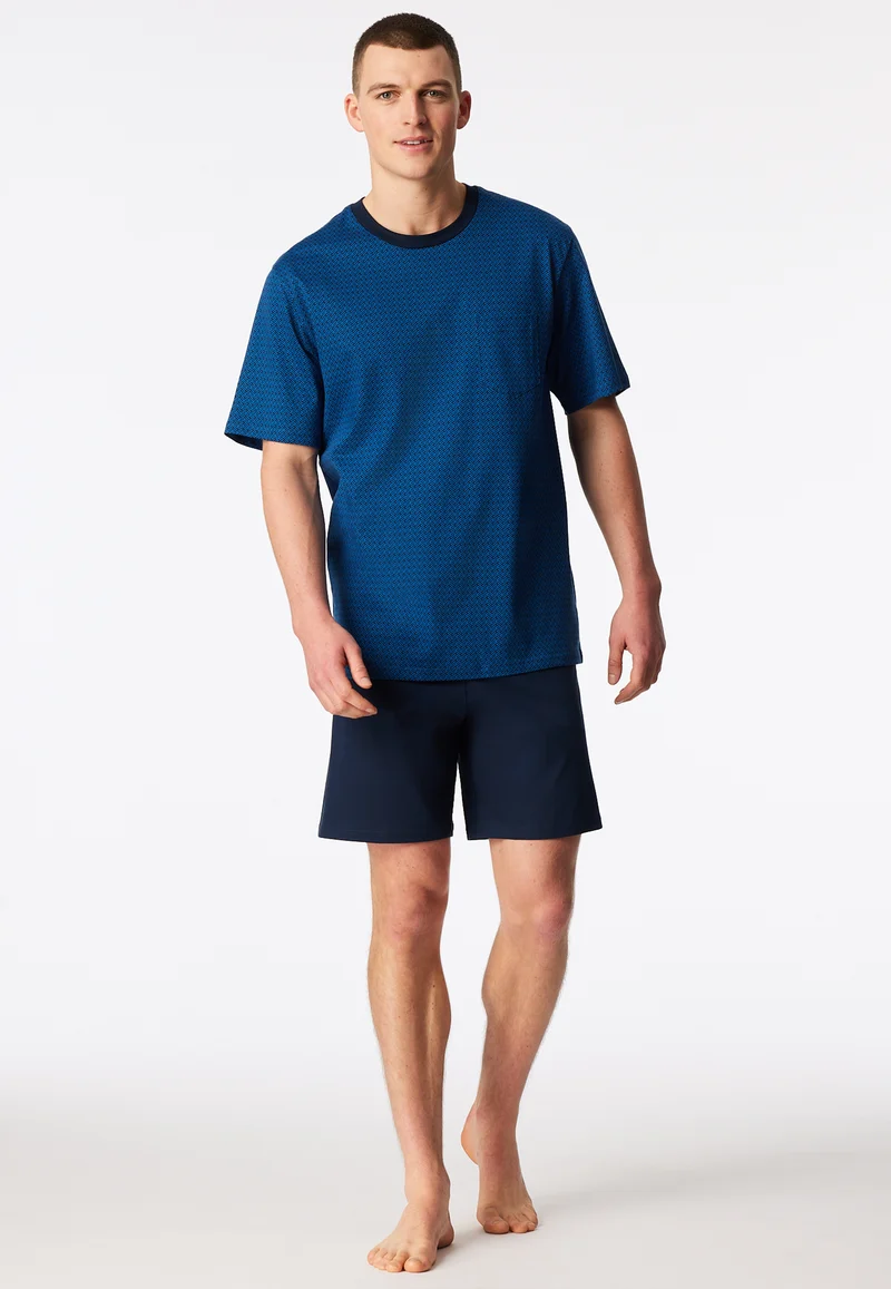 Schlafanzug kurz Bordeaux/Blau - Comfort Essentials