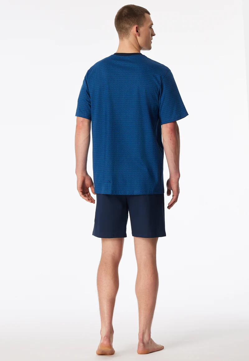Schlafanzug kurz Bordeaux/Blau - Comfort Essentials