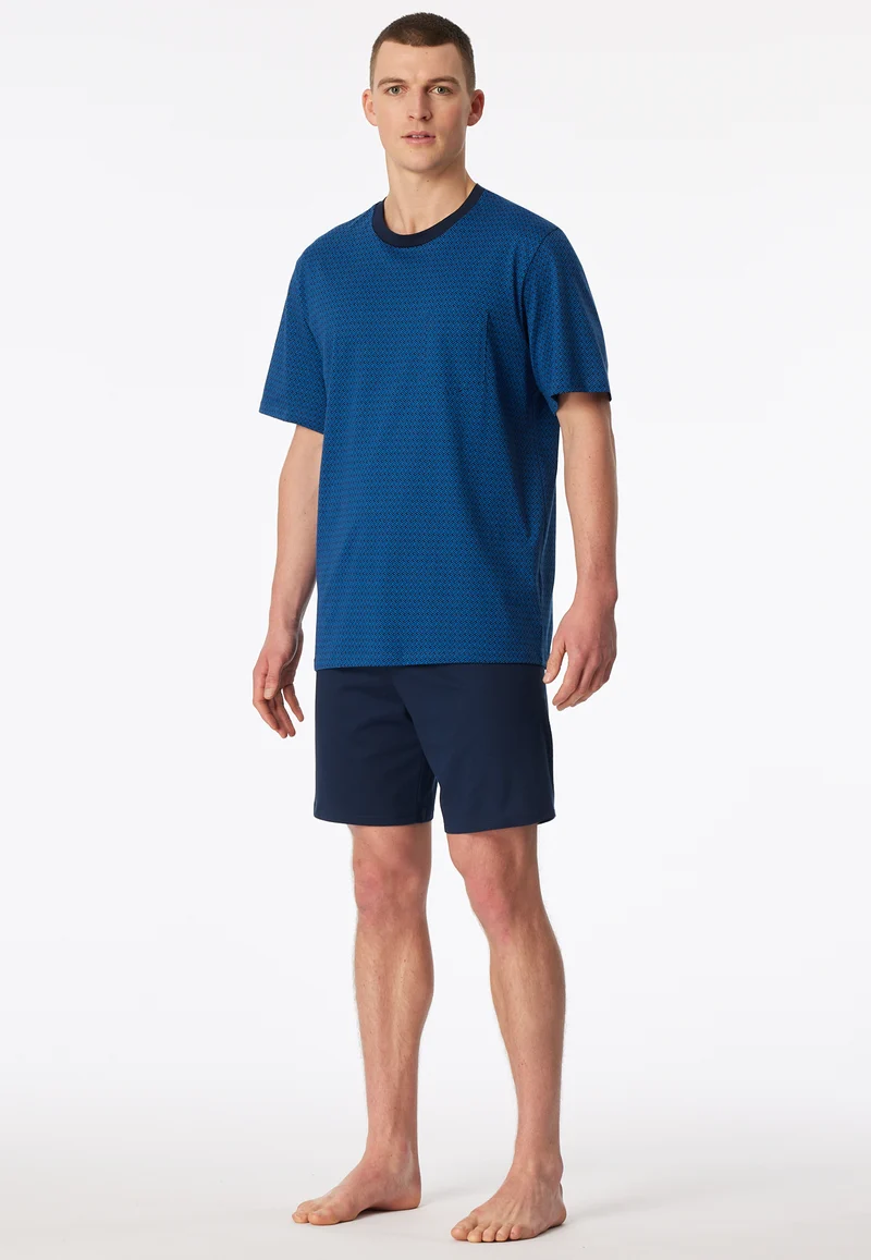 Schlafanzug kurz Bordeaux/Blau - Comfort Essentials