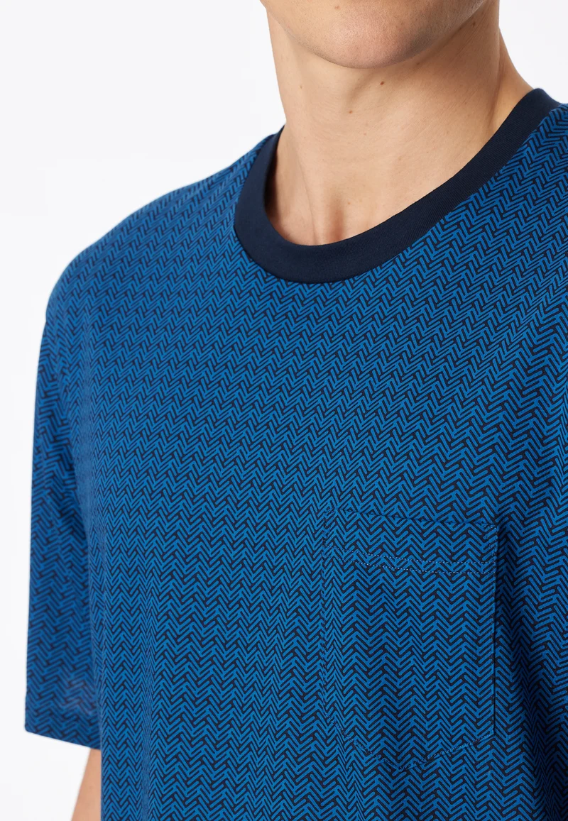 Schlafanzug kurz Bordeaux/Blau - Comfort Essentials