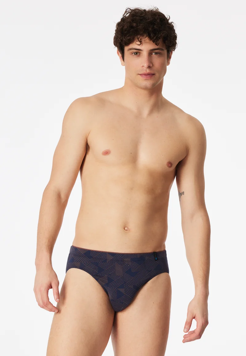 Slip Dunkelblau/Braun gemustert - Long Life Soft