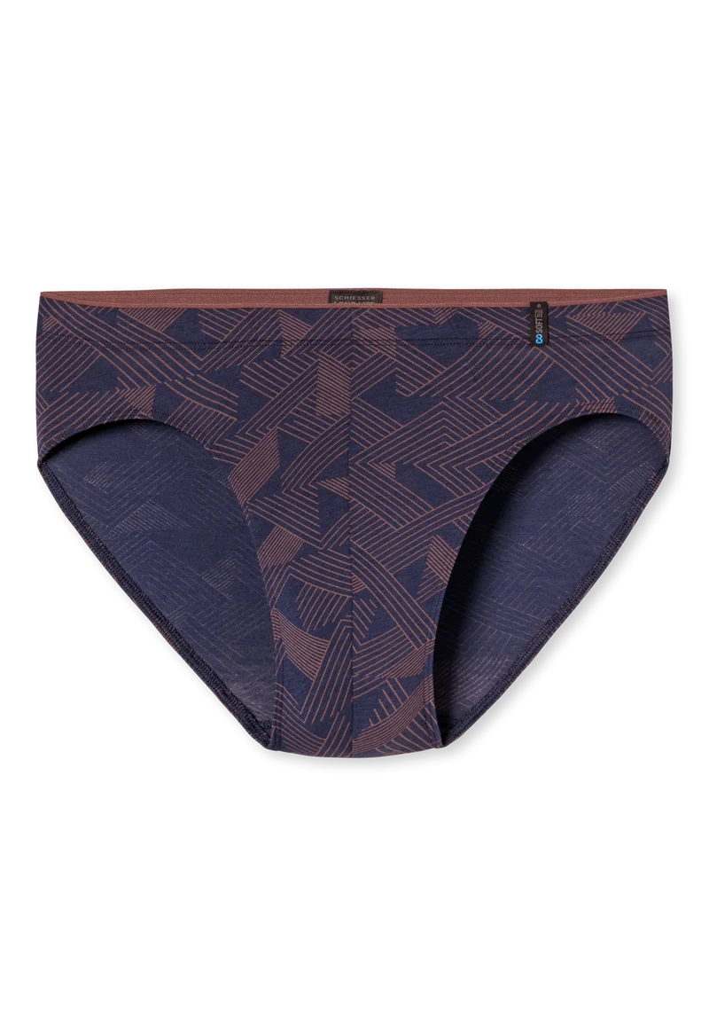 Slip Dunkelblau/Braun gemustert - Long Life Soft