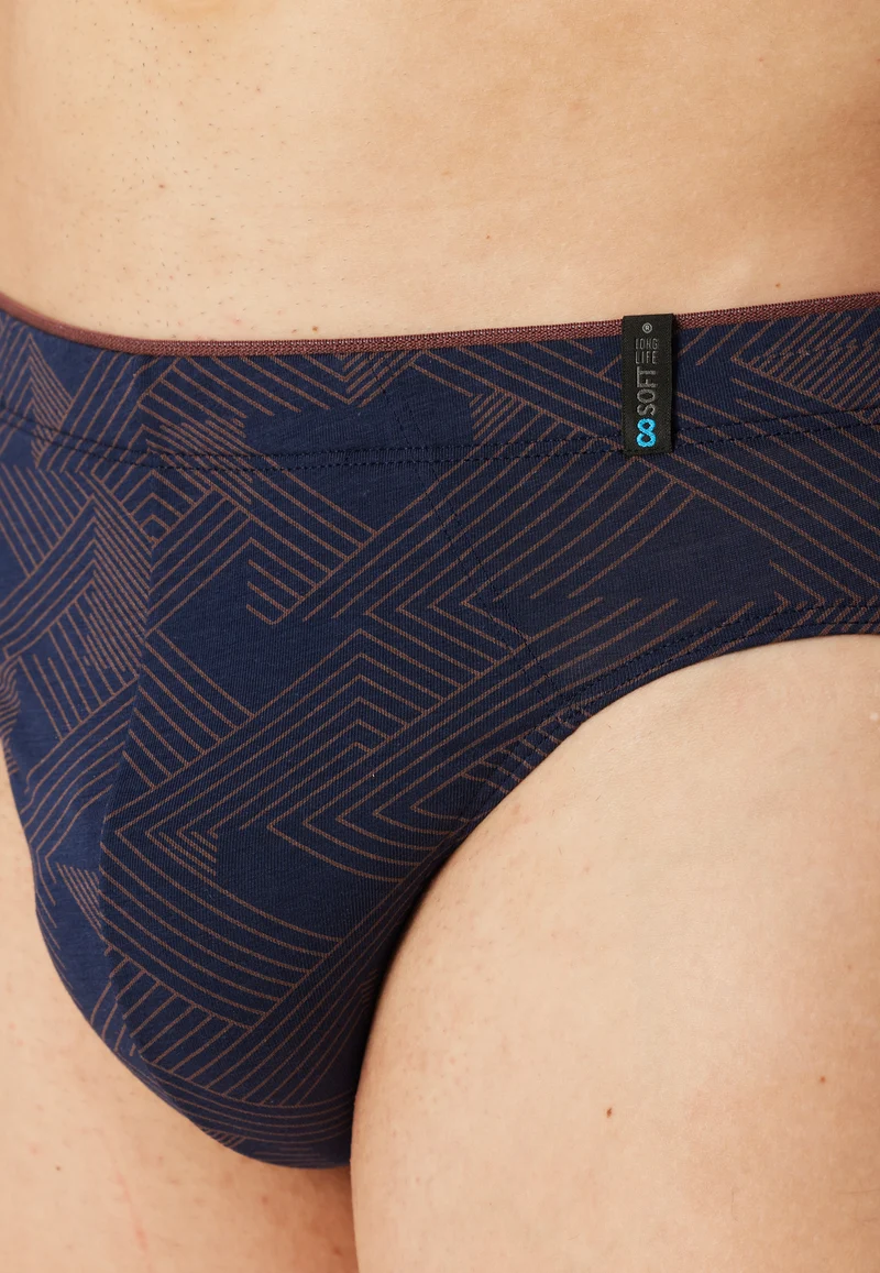 Slip Dunkelblau/Braun gemustert - Long Life Soft