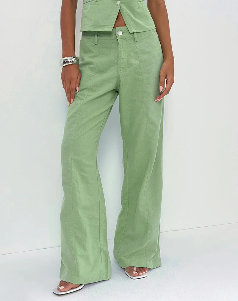 Pantalon Saucy, lin, vert menthe