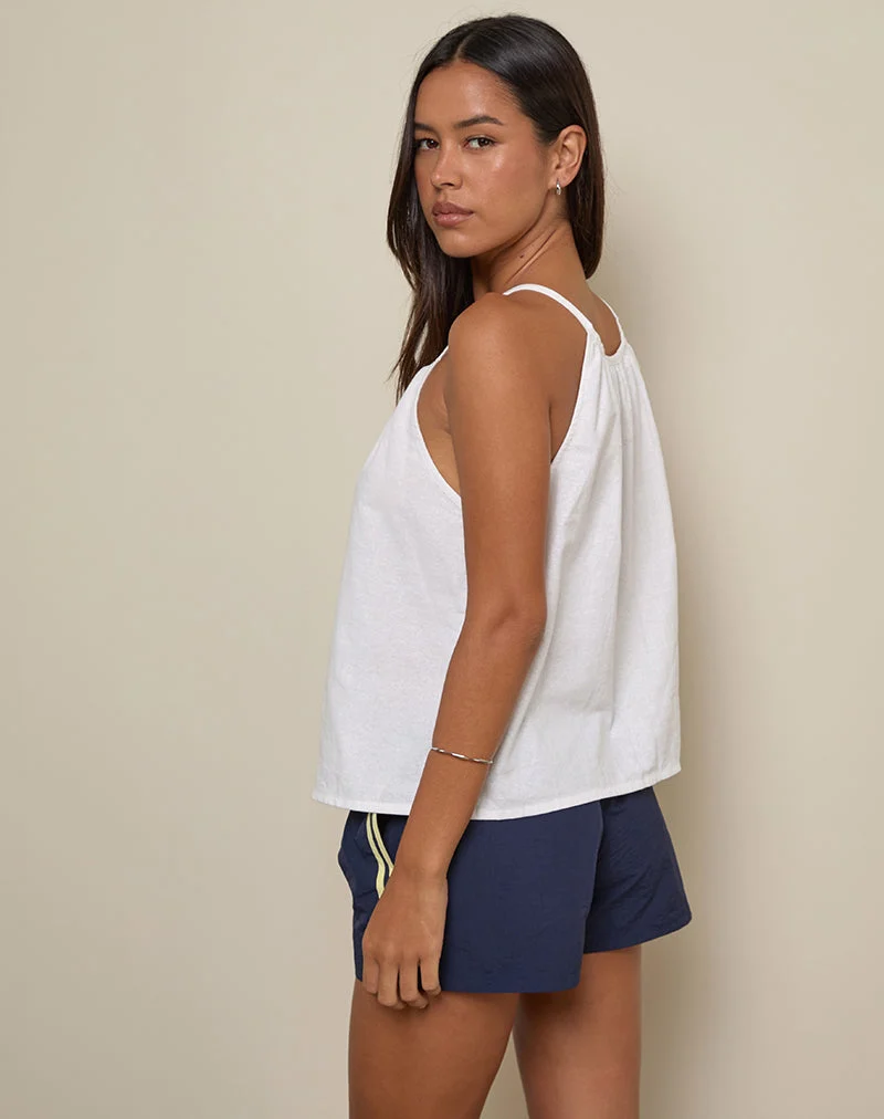 Sanja Scoop Button Top in Ivory