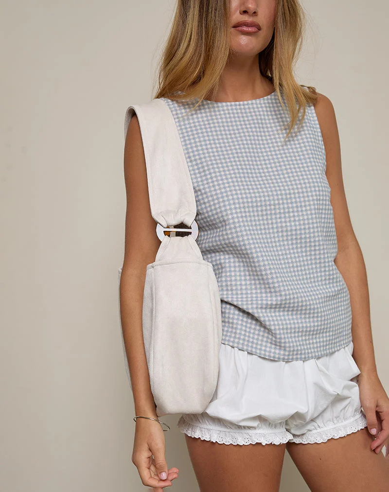 Top Pasila en mini vichy bleu et gris