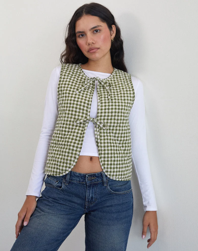 Gilet Kitza en vichy olive
