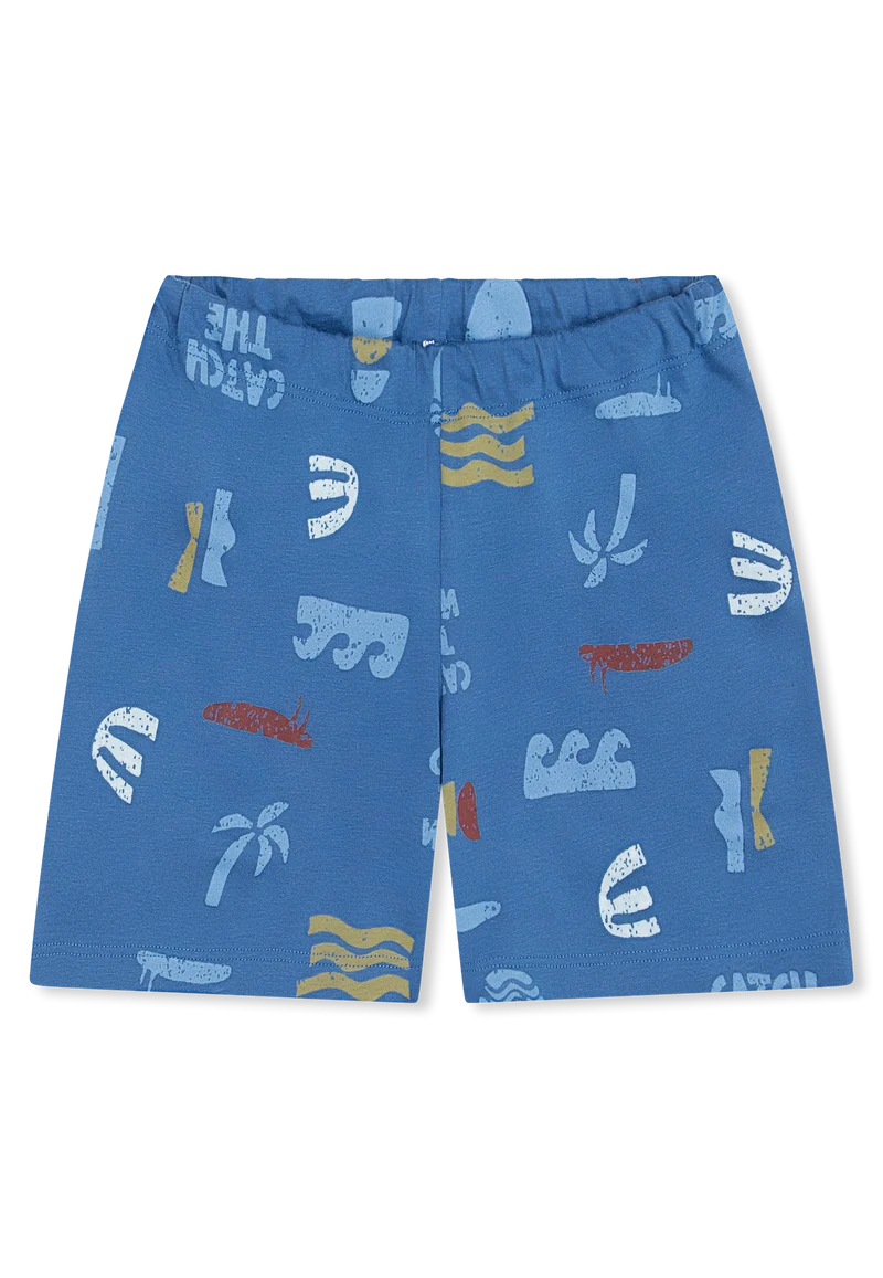 Schlafanzug kurz Khaki/Blau gemustert - Kids Nightwear