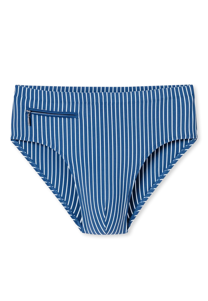 Badehose mit Reißverschluss Blau/Weiss gestreift - Aqua