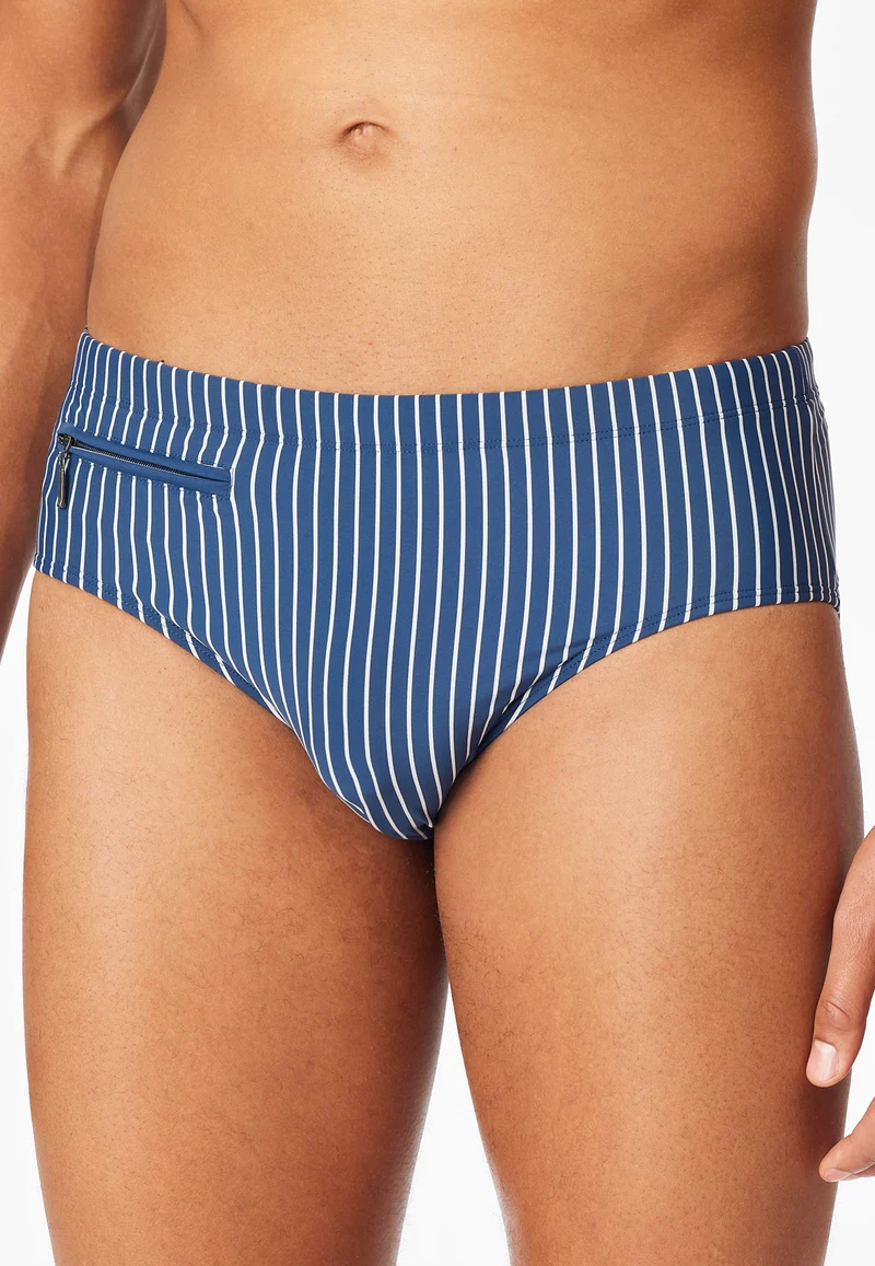 Badehose mit Reißverschluss Blau/Weiss gestreift - Aqua