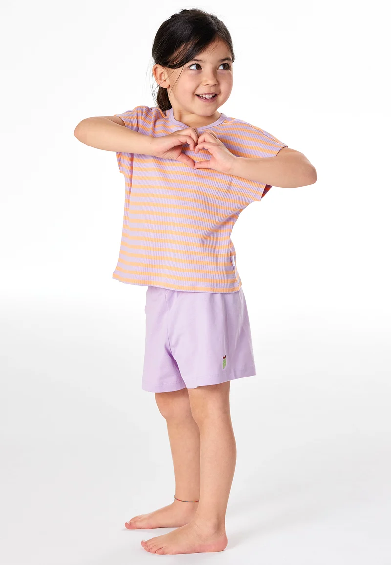 Schlafanzug kurz Lila/Orange gestreift - Kids Nightwear