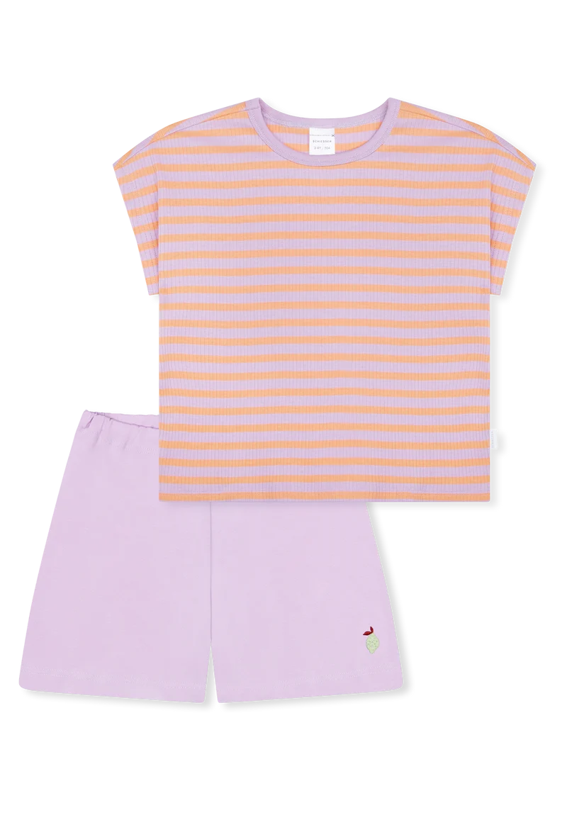 Schlafanzug kurz Lila/Orange gestreift - Kids Nightwear