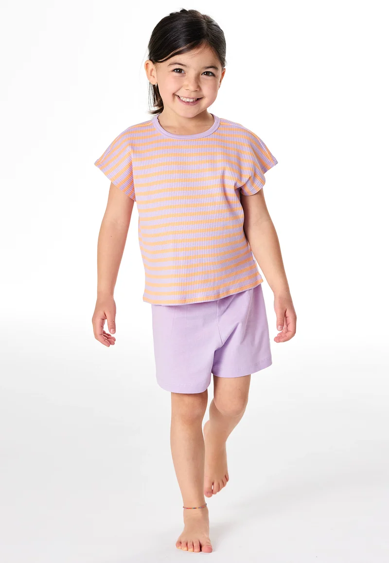 Schlafanzug kurz Lila/Orange gestreift - Kids Nightwear