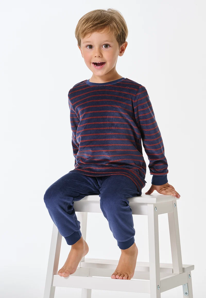 Schlafanzug mit Bündchen Rot/Blau gestreift - Boys World