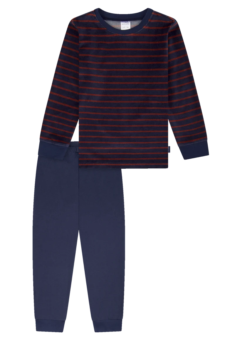 Schlafanzug mit Bündchen Rot/Blau gestreift - Boys World
