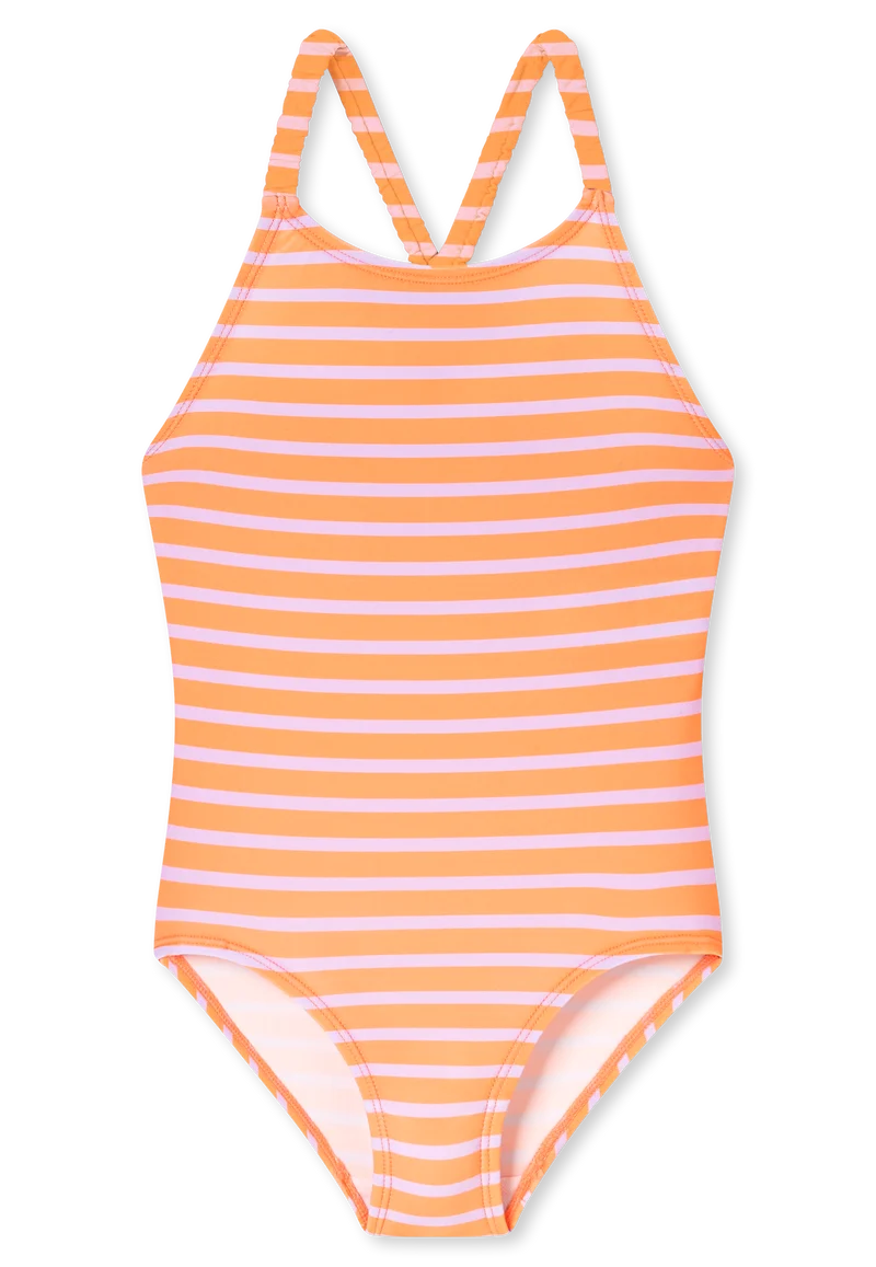 Badeanzug Orange gestreift - Aqua