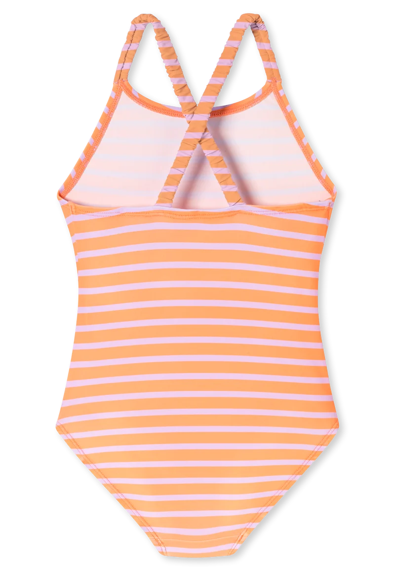 Badeanzug Orange gestreift - Aqua