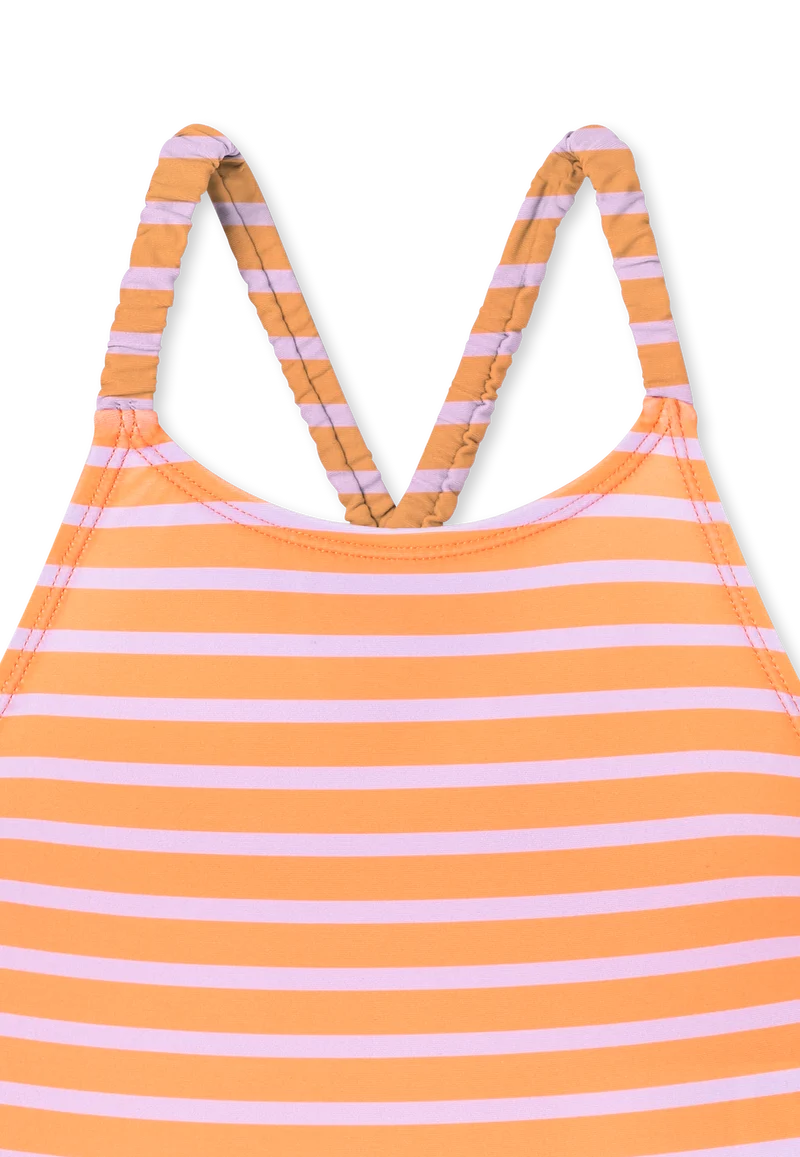 Badeanzug Orange gestreift - Aqua
