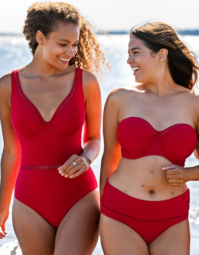 Curvy Kate First Class Multiway Plunge Swimsuit Red